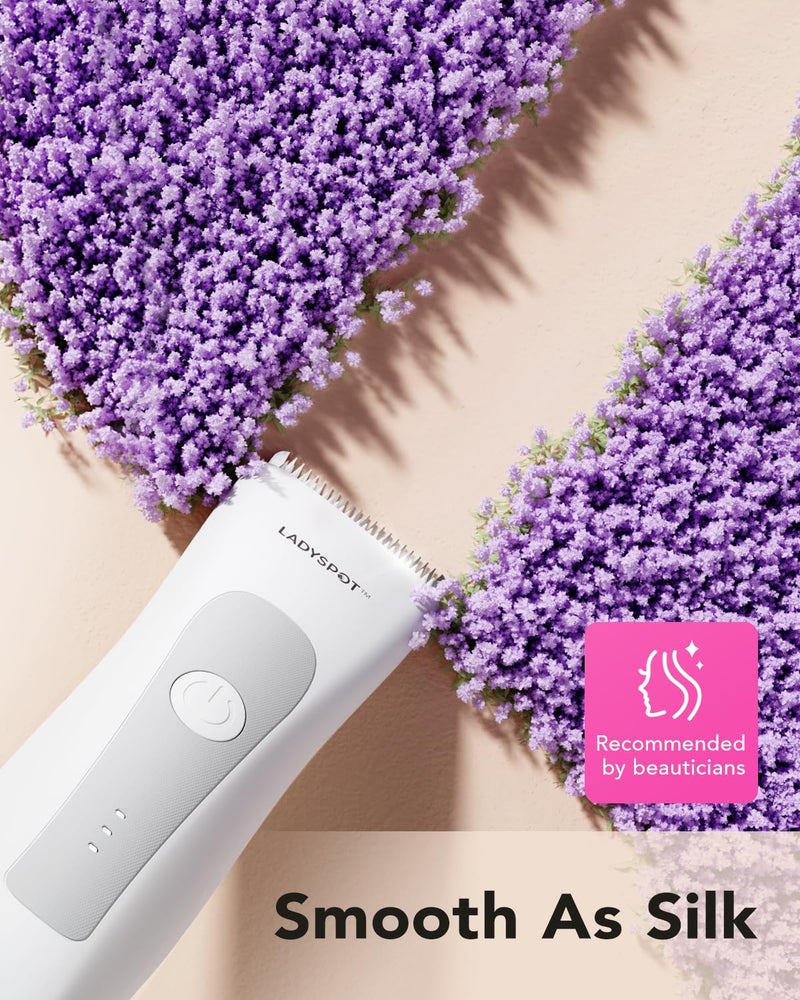MANSPOT LADYSPOT™ Hair Finishing Trimmer Electric Shaver for Women, Women Shaving Sets, with 3 Guard and Replaceable Ceramic Blade Heads, LADYSPOT™ Pubic Hair Trimmer Kit Sets-(White) - Image 5